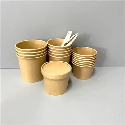 Tasses à soupe en papier jetables pour récipient alimentaire